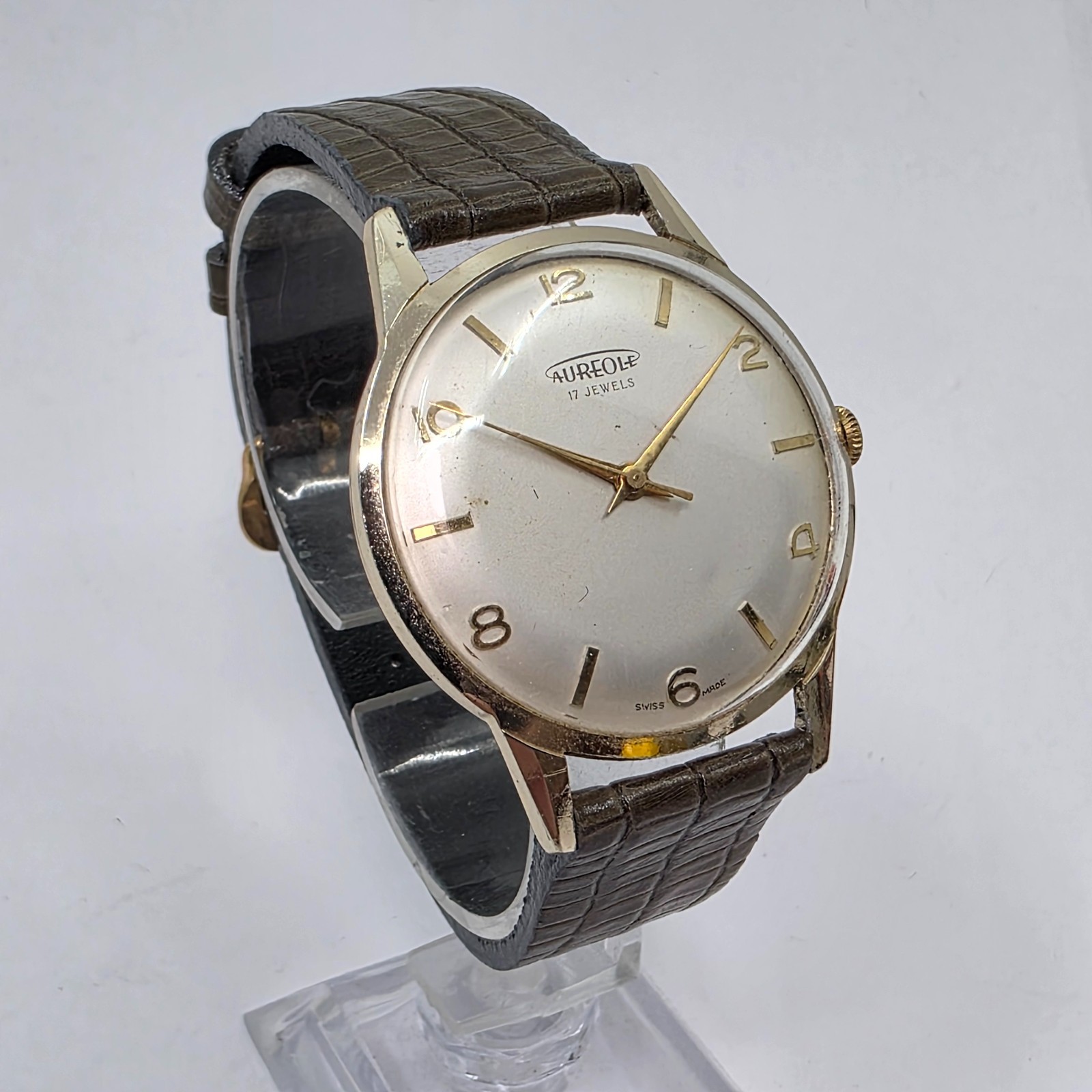 Aureole Swiss 17 Jewels Mens Vintage Manual Wind Watch 36mm