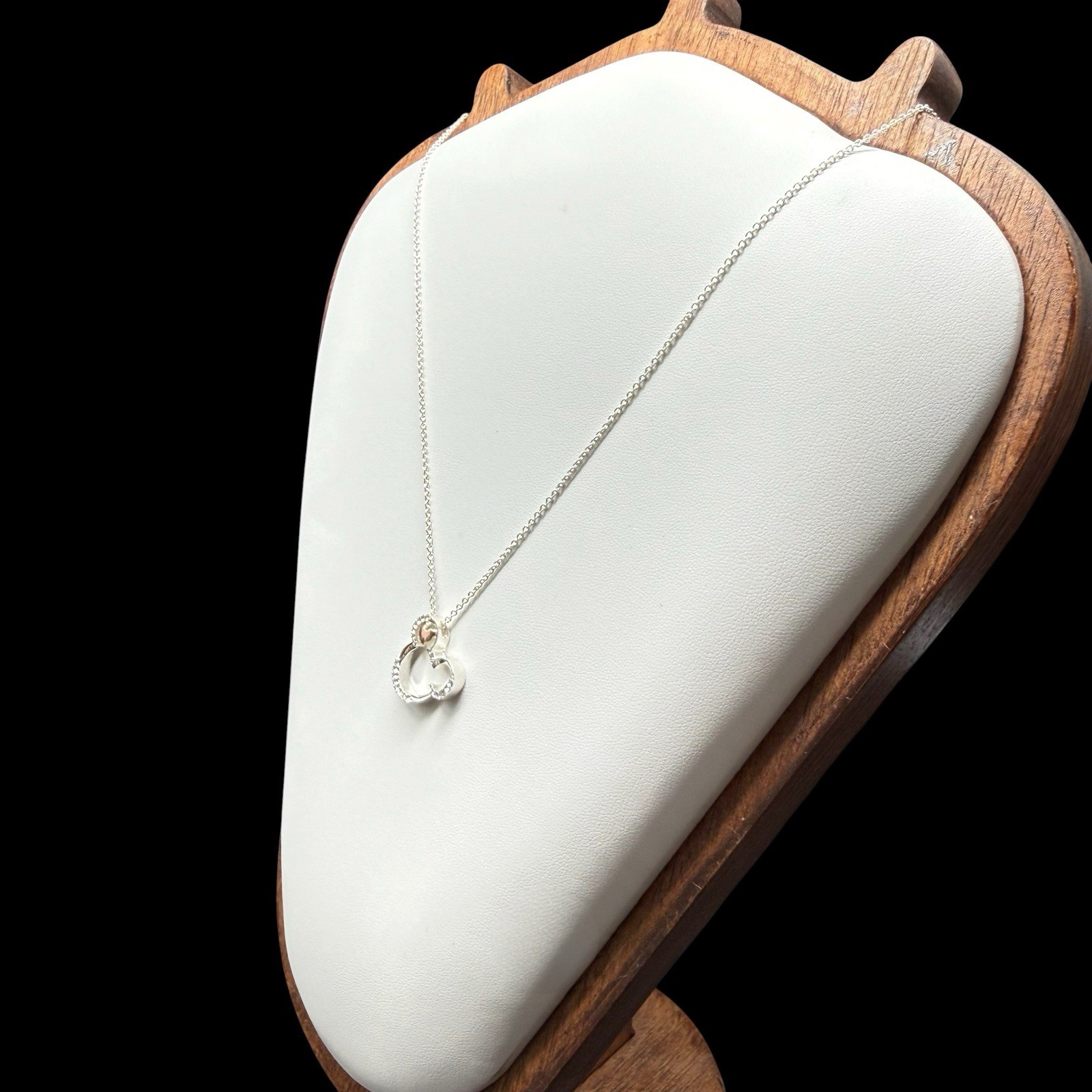 Disney I Love Mickey Pendant Necklace Fine Silver Plated Swarovski Crystal NWT