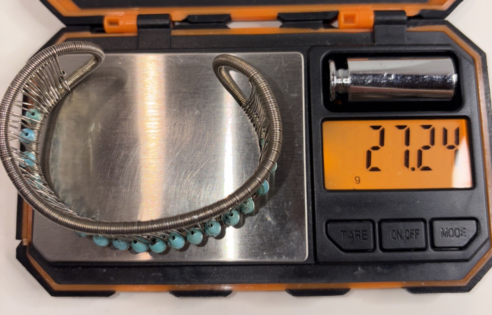 Tana Acton Sterling Silver Kinetic Wave Cuff Bracelet/Turquoise Beads 27.24 gr.