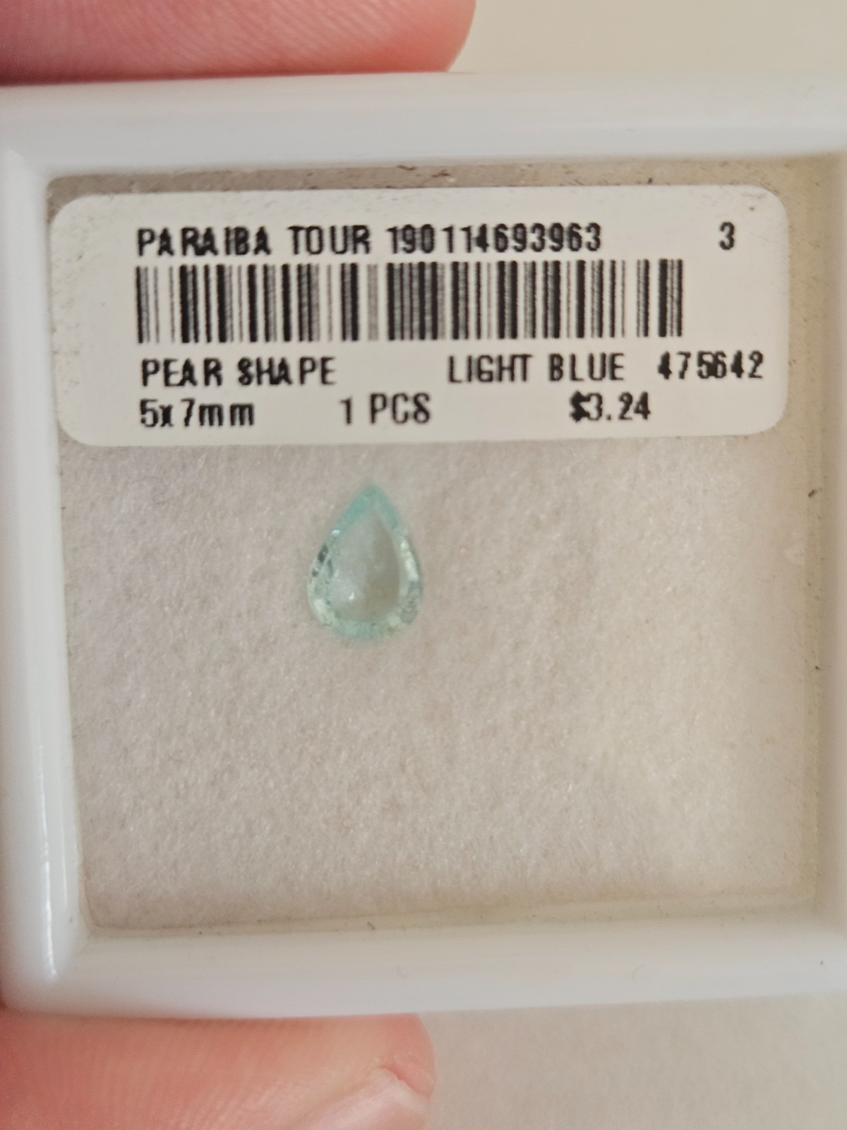 Estate Loose Gemstone Natural Paraiba Blue-Green Tourmaline 5x7mm Pear .44 ct