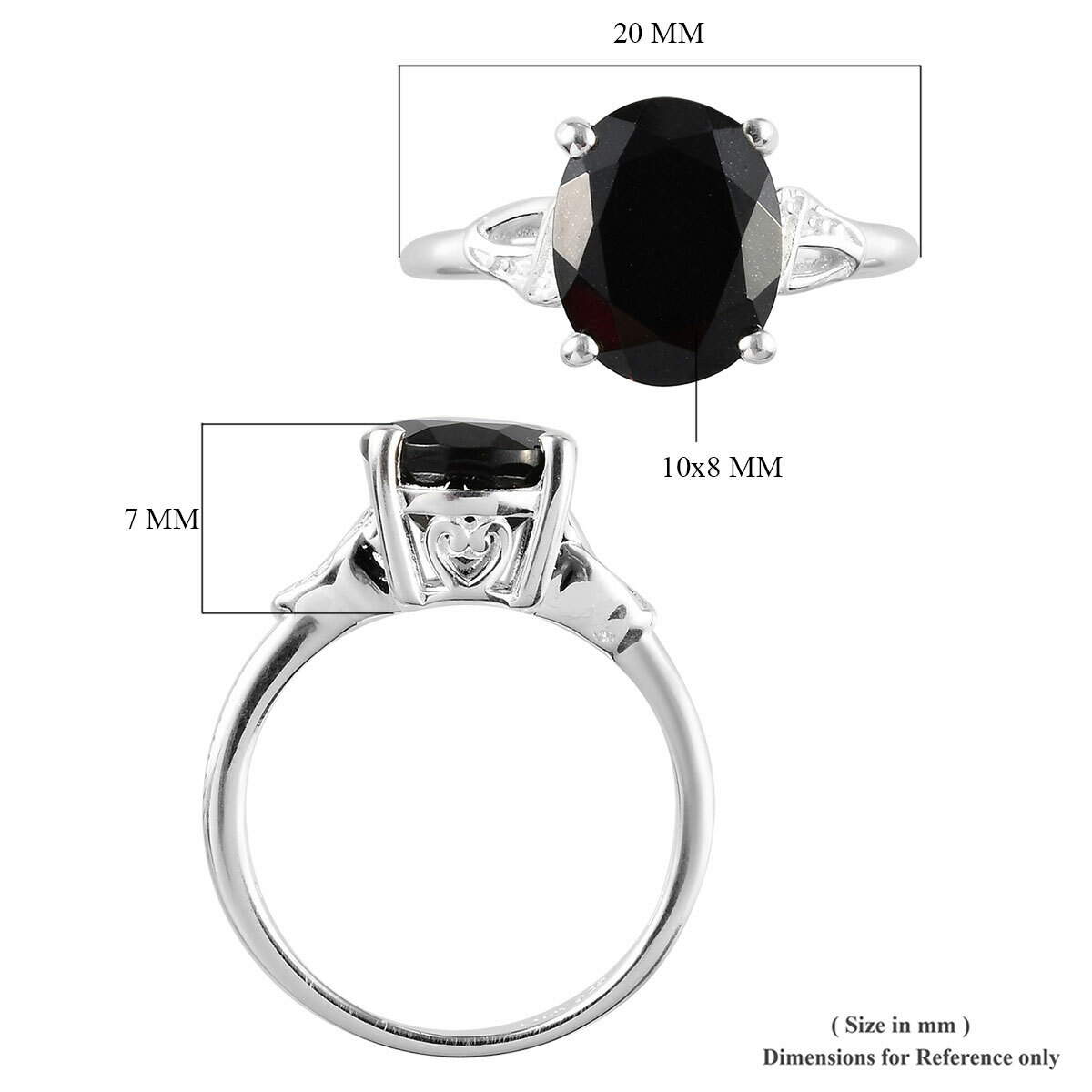 Natural Black Tourmaline Ring in Sterling Silver (Size 9.0) 2.85 ctw