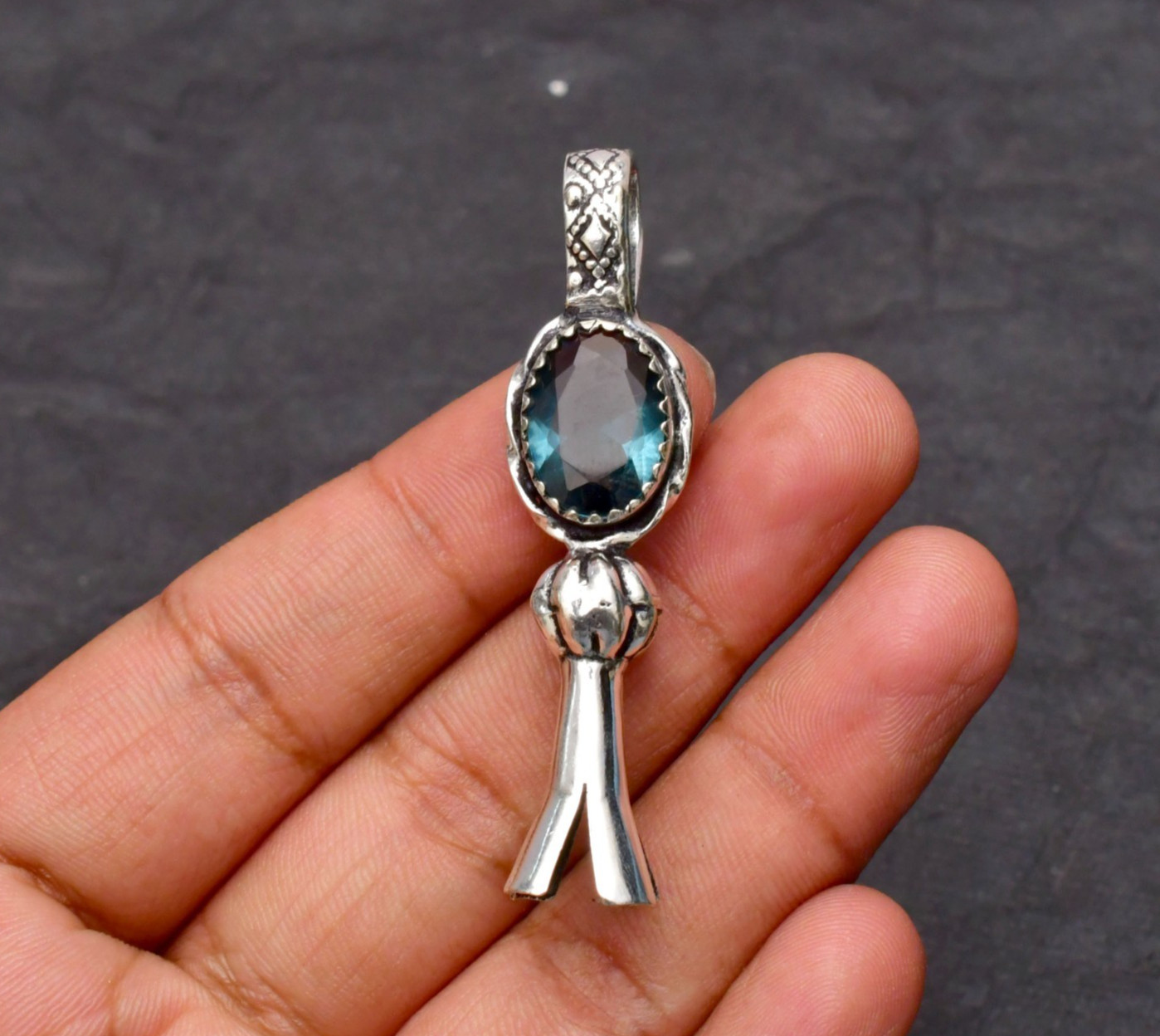 Indicolite Gemstone 925 Sterling Silver Jewelry Pendant 1-2″