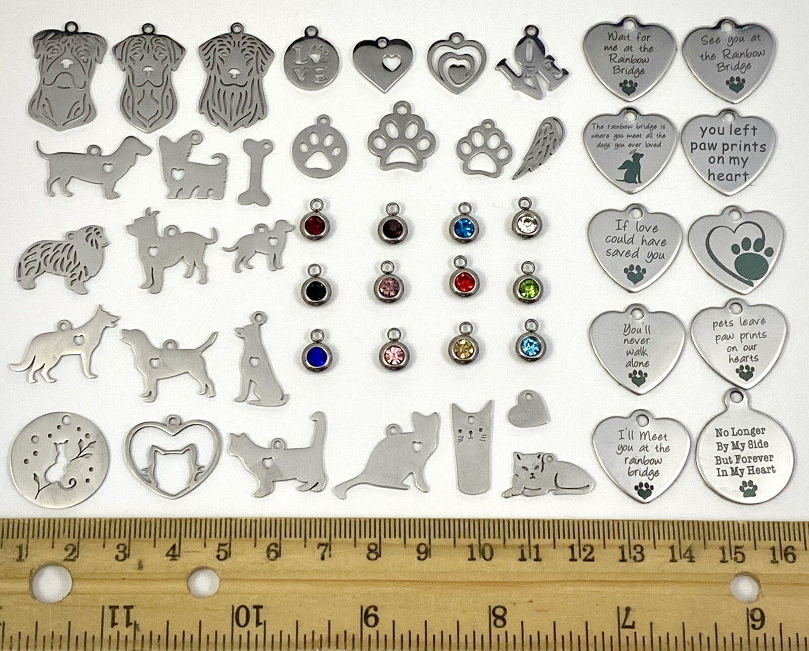 Charms Pet Dog Cat Paw Print Love Small Stainless Steel Mini Heart Rescue Lovers