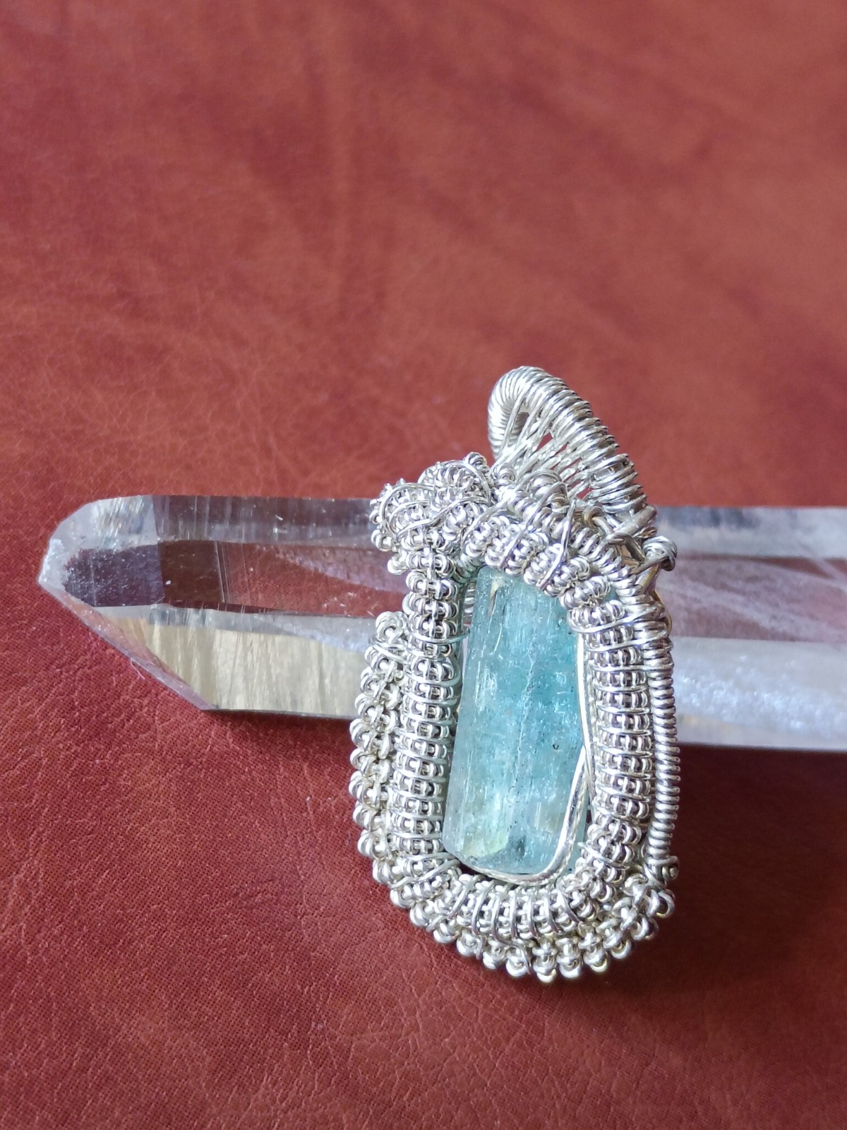Nigerian Emerald Handcrafted Wire Wrapped Pendant Sterling Silver Natural