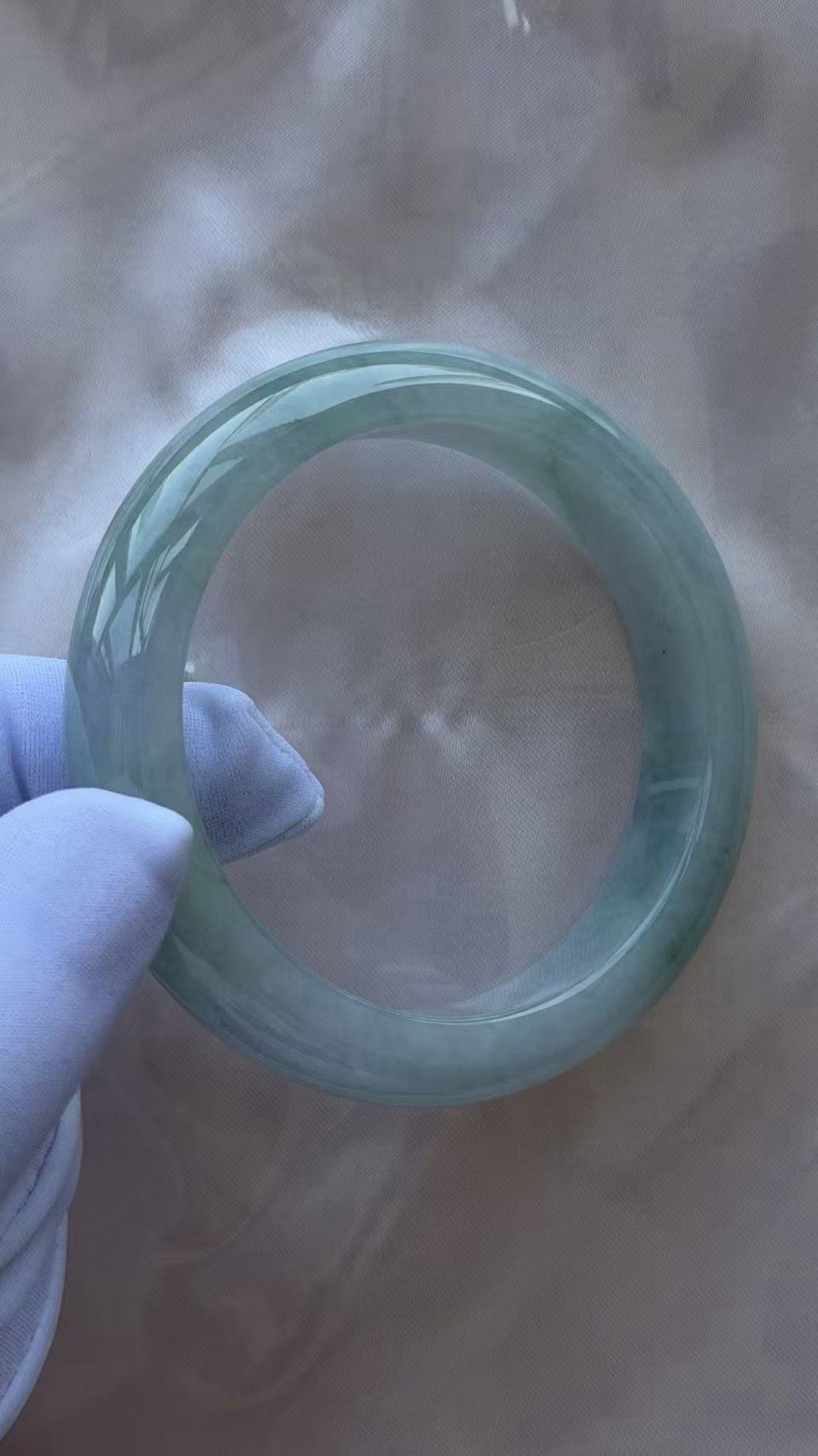 587: Official Certificate Grade A Pretty Natural Jadeite Bangle 56cm
