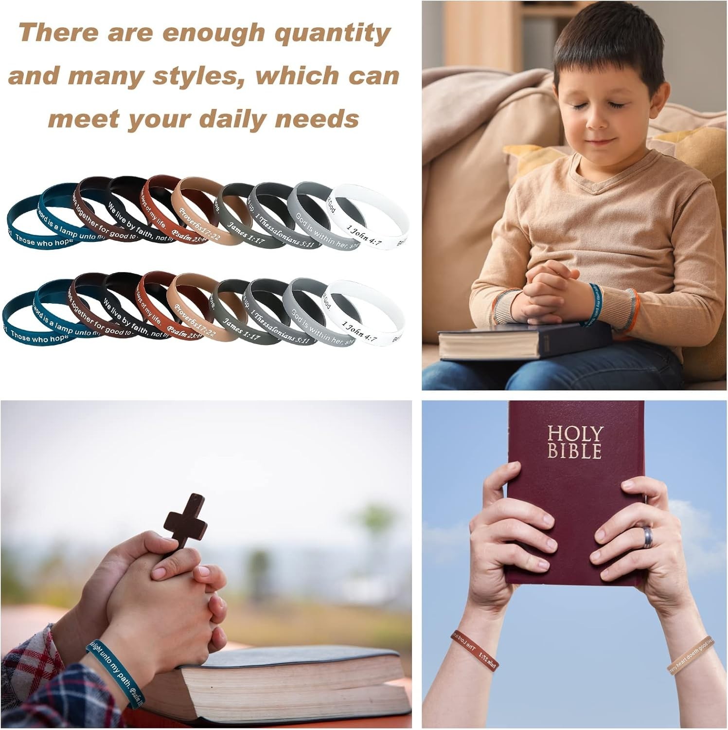 120 Pieces Bible Verses Bracelets Motivational Quote Rubber Wristbands Religious