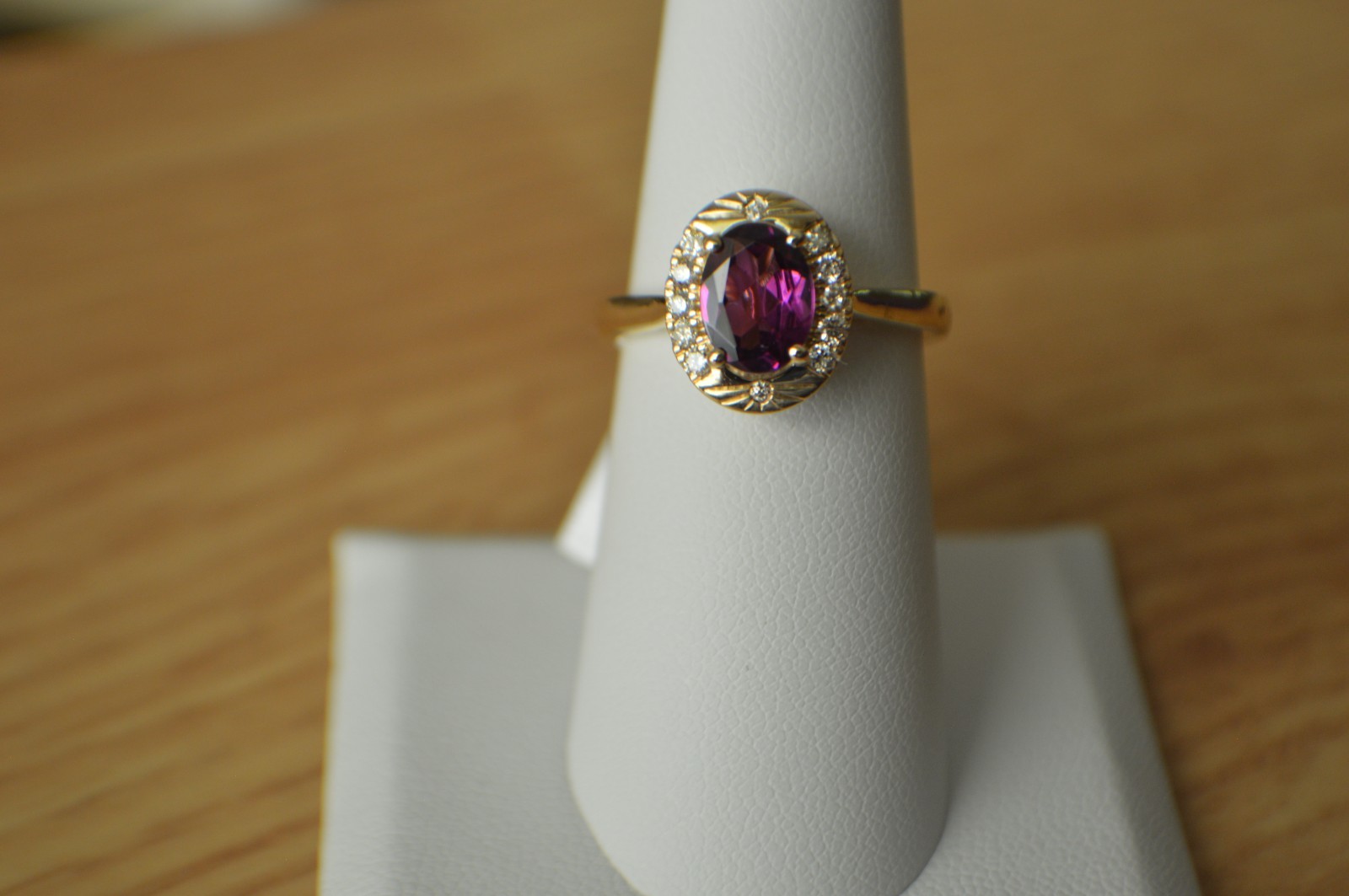 1.60ct Premium Ember Garnet / Diamond Ring 10K Yellow Gold Size 7