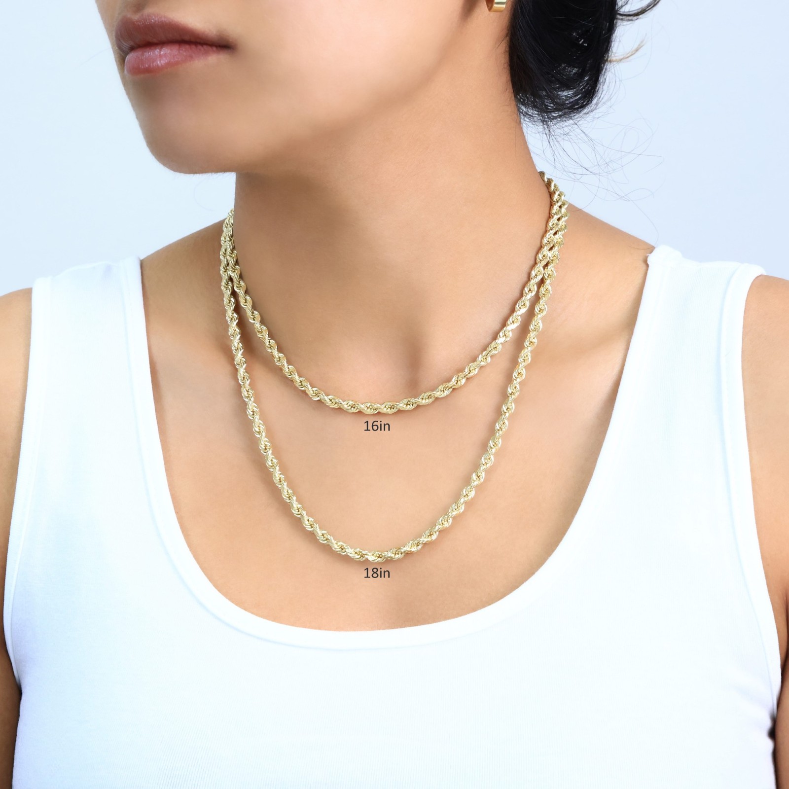 10K Yellow Gold 5mm Diamond Cut Rope Chain Pendant Necklace Mens Womens 16″- 30″