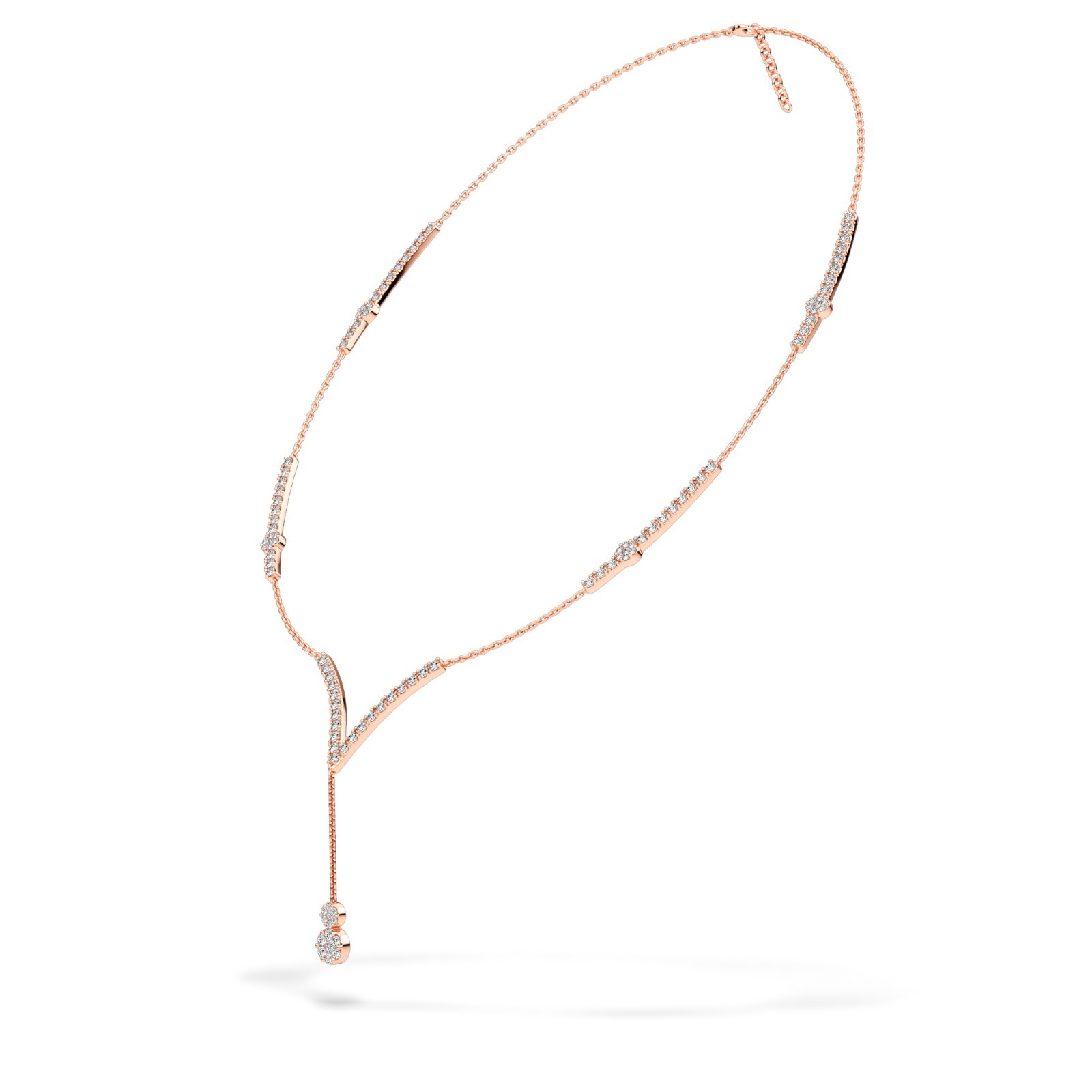 Elegant Round Cut Natural or Lab Grown Diamond Y Necklace in 10K 14K 18K Gold