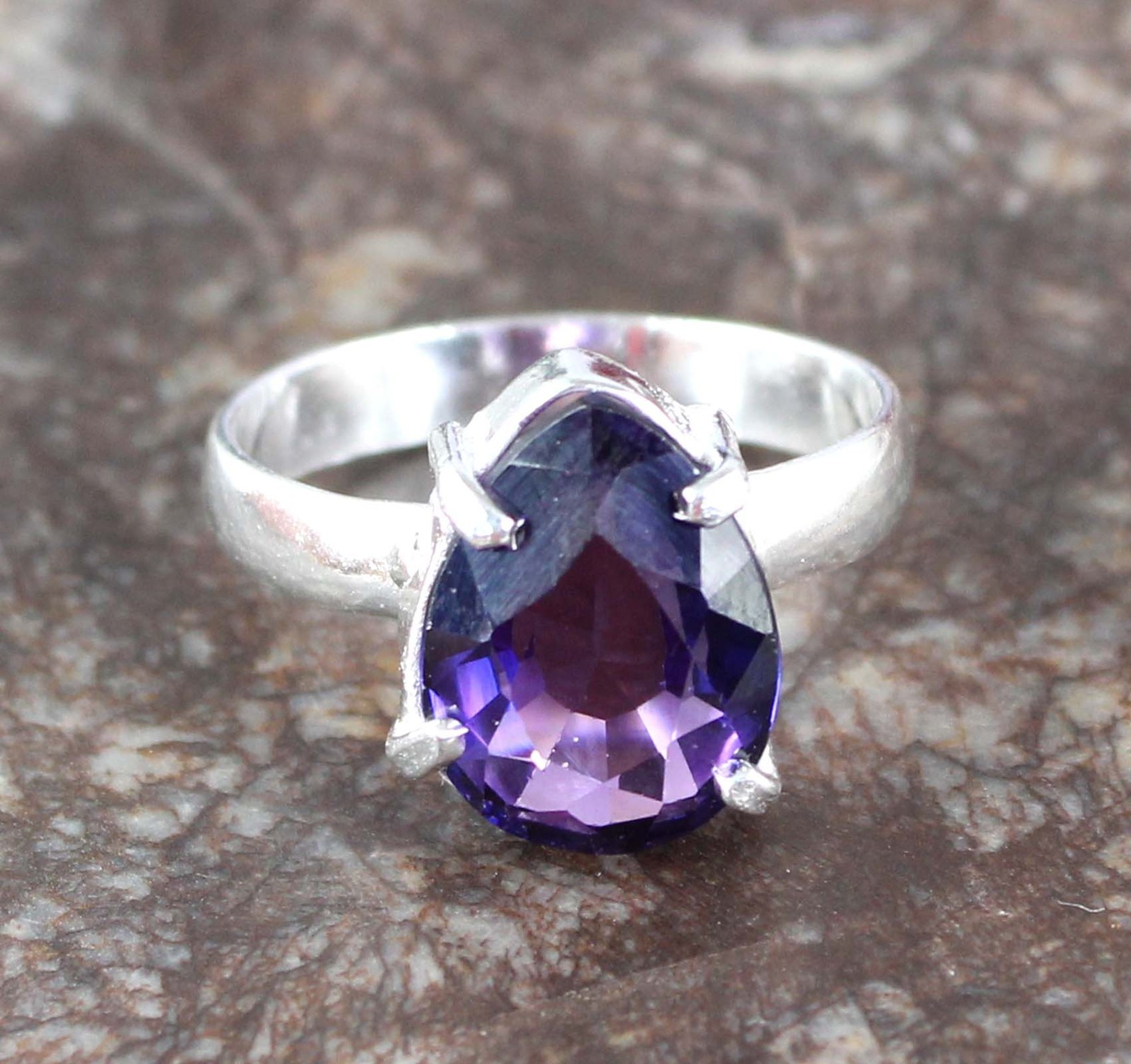 Gemstone Anniversary Ring 6.85 Ct Natural Pear Boysenberry Sapphire Certified