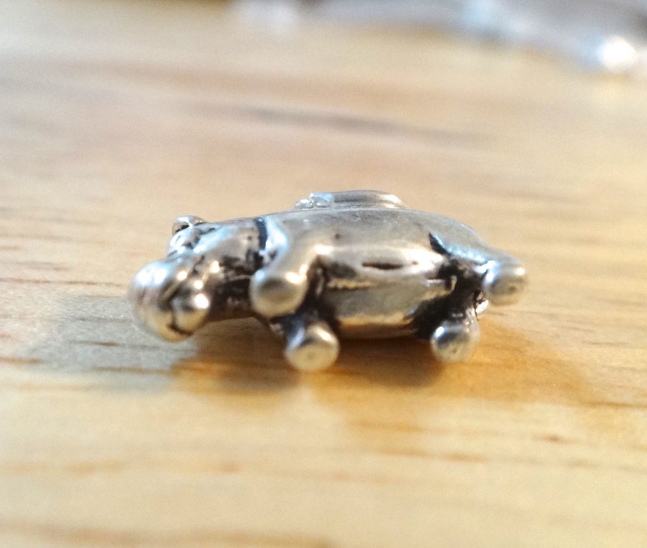 3D 14x10mm solid Hippopotamus Hippo Sterling Silver Charm