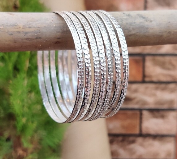 Homering Designer Set Off 7 Beautiful Design Handmade 925Sterling Silver Bangles