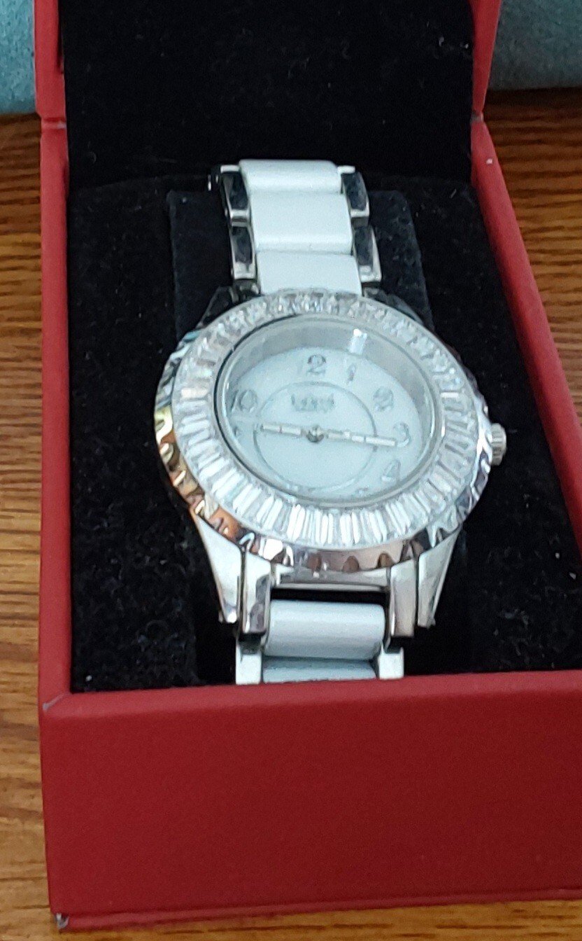 BURGI Woman’s Bracelet Watch Crystal/White/Silver in Box