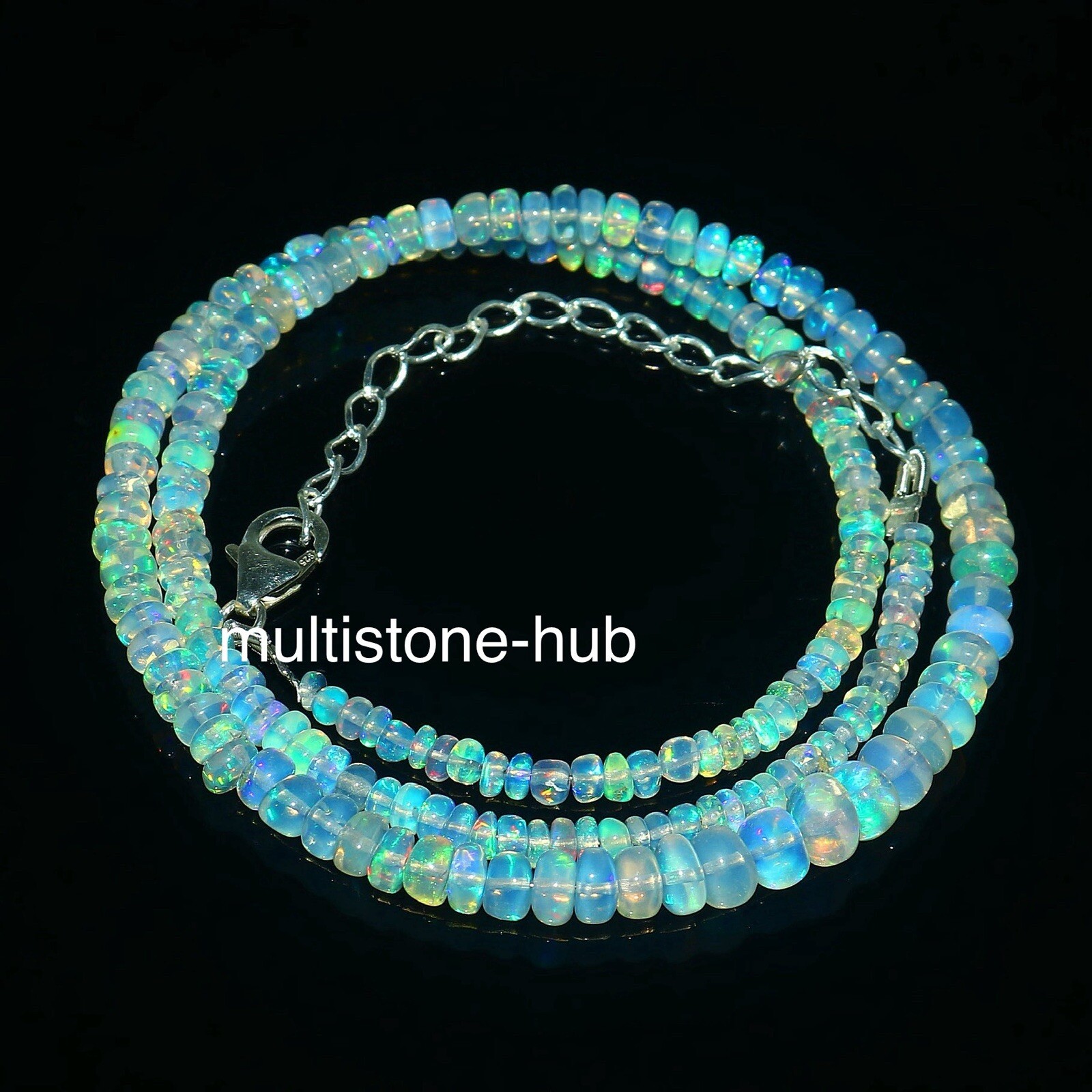 Natural Ethiopian Welo Fire Opal Rondelle Beads Gemstone Necklace 16 Inches