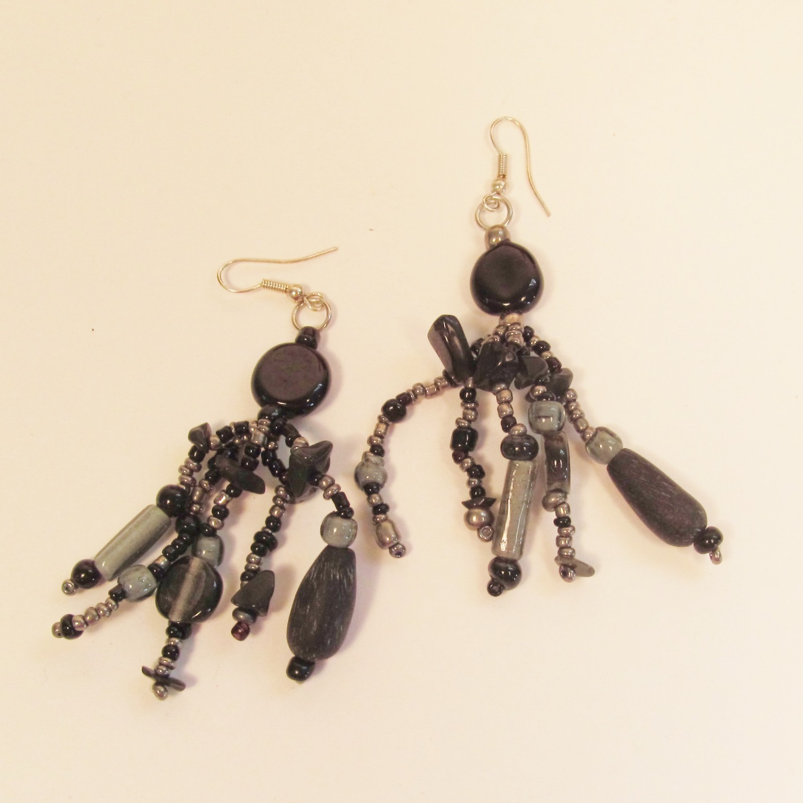 3 Handmade Beaded Black Multi Color BOHO Chandelier Dangle Earrings 3 COLORS