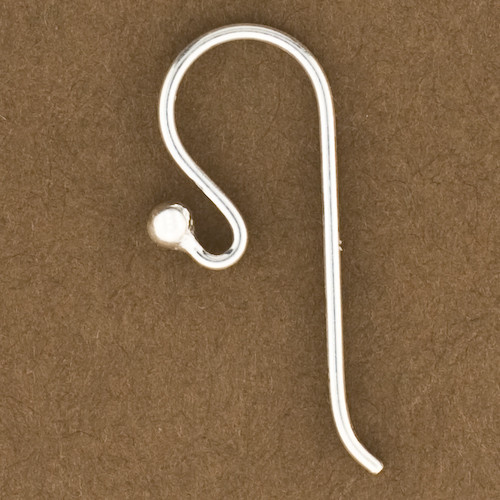 Sterling Silver Ear Hooks. Heavy Guage Earwires. Bead End Earring Findings. Ball