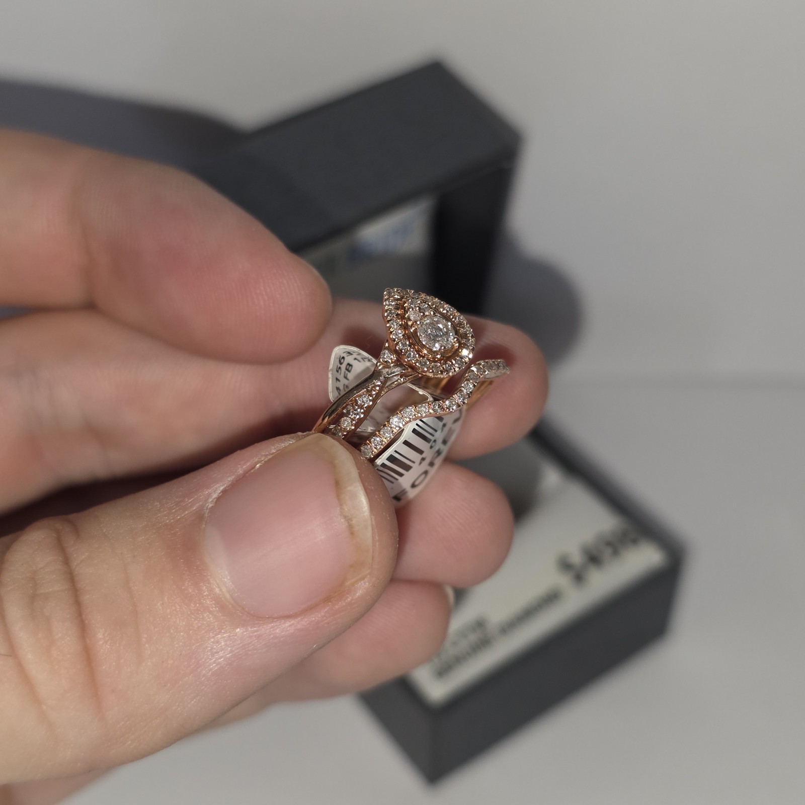 Wedding Ring & Band Set 10K Rose Gold 1/2 CTTW Diamond, Size 7
