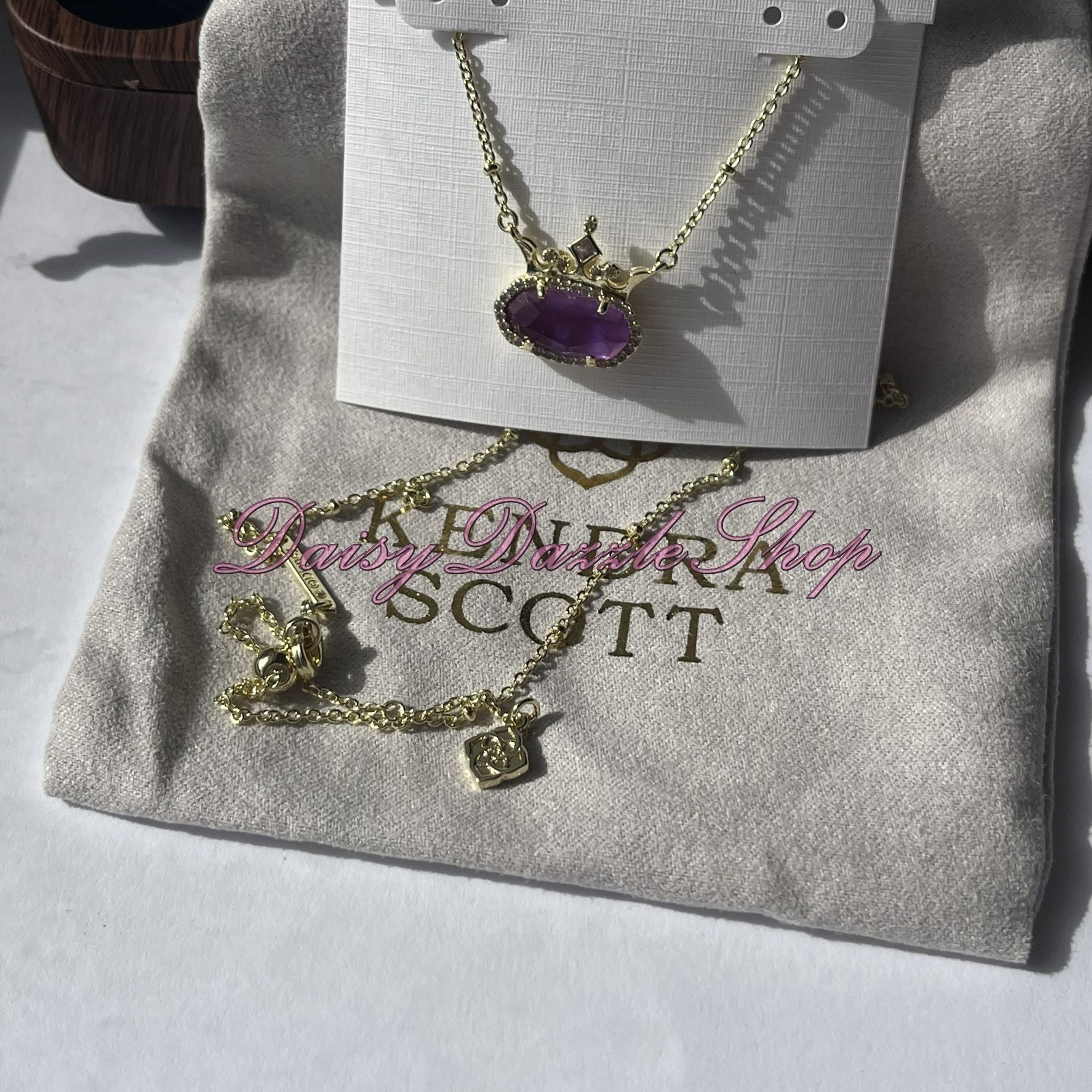 ✨New Kendra Scott Disney Elisa Princess Short Gold Pendant Purple Necklace ✨