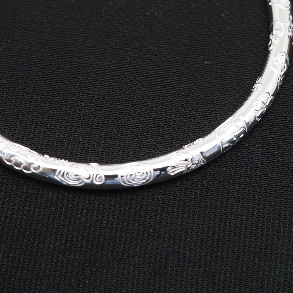 Pure S999 Fine Silver 999 Bangle Women Men Carved Safe Bracelet 29-30g ID:58mm