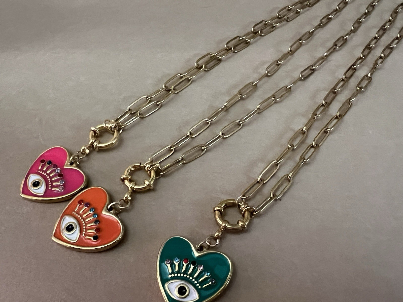 Heart Evil Eye Statement Chain Necklace – Elegant Protection Necklace