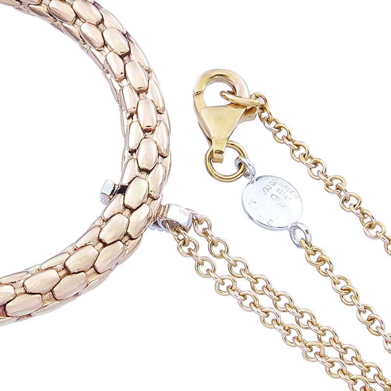 Fope Chain with Ring Pendant Brilliant 750 Rose Gold Italy approx. 1990-2000