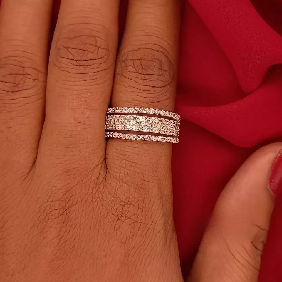 2.00 Carat Round Cut Moissanite Eternity Wedding Band Solid 14K White Gold
