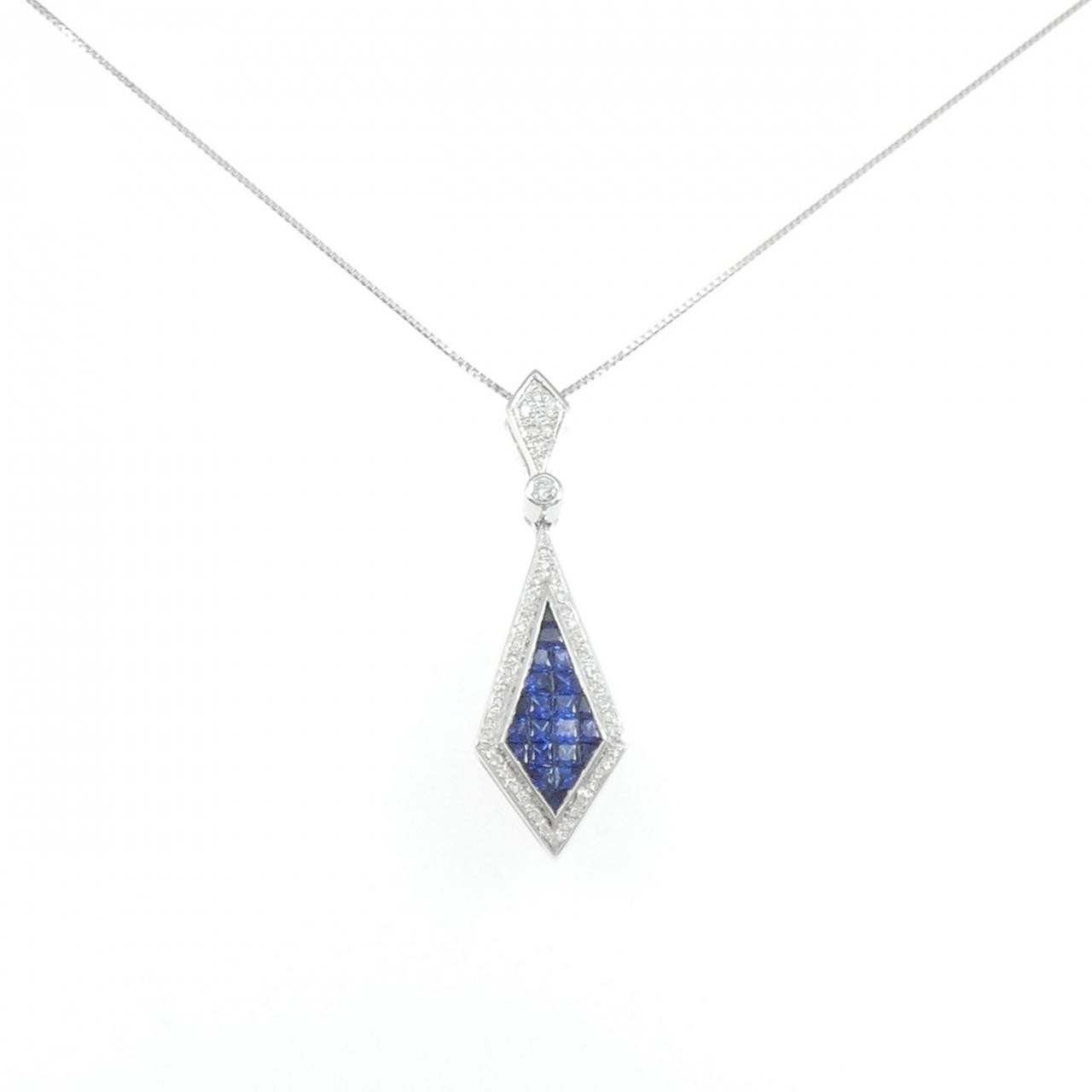 Authentic 750WG/K18WG Sapphire Necklace 1.97CT #270-004-157-7926