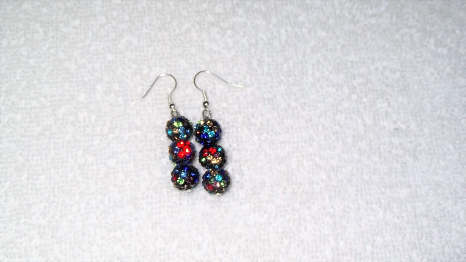 Handmade Black Multi Color Disco Ball Dangle Hook Pierced Earrings Jewelry Party