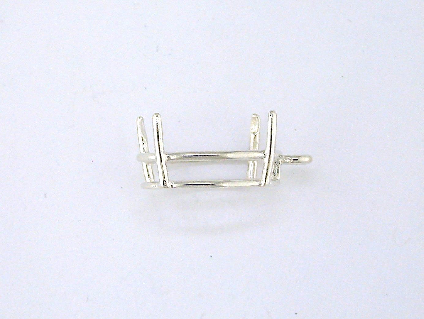 Oval 4 Prong Wire Mount Dangle Setting Sterling Silver