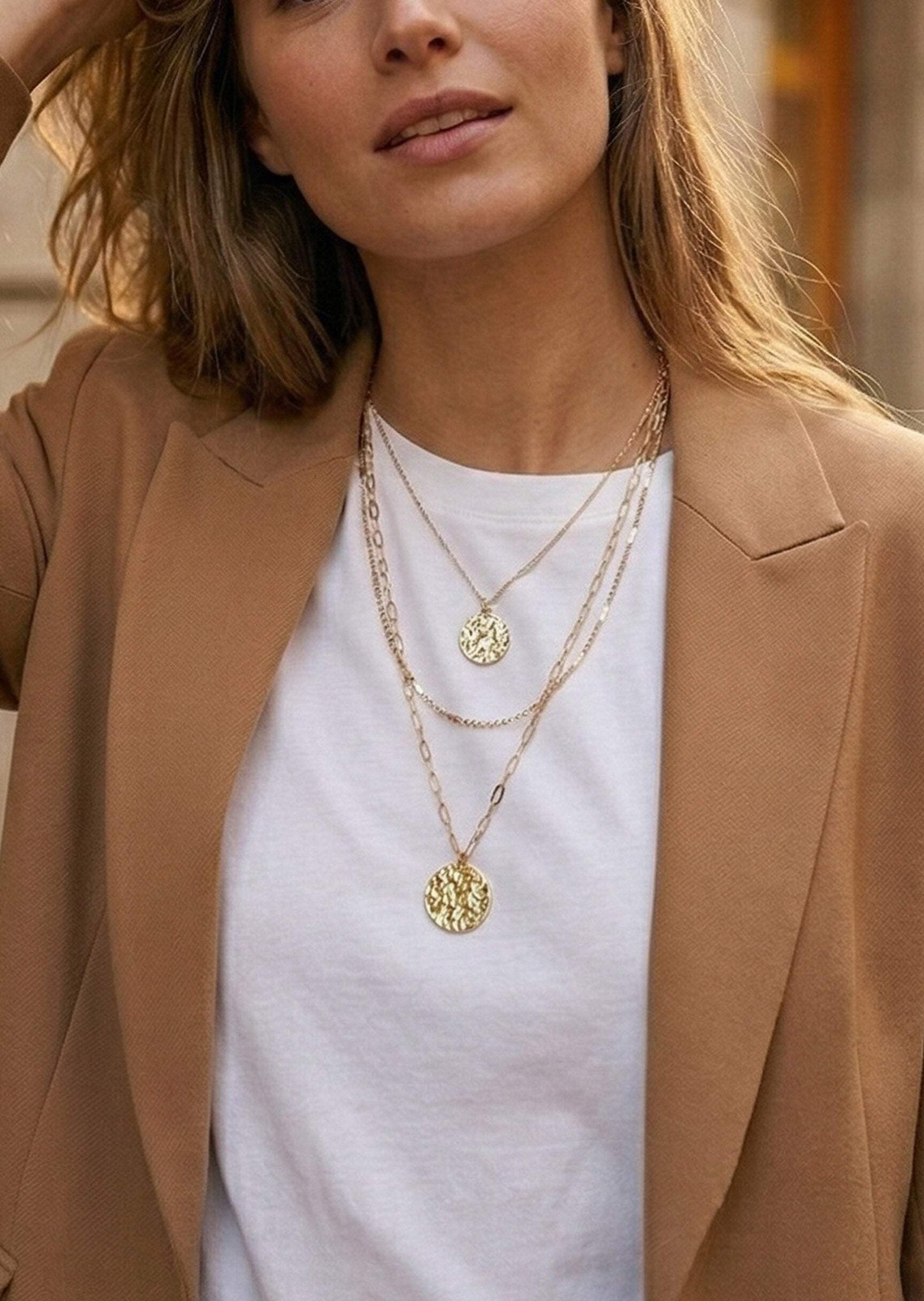Modern Triple Layered Pendant Necklace