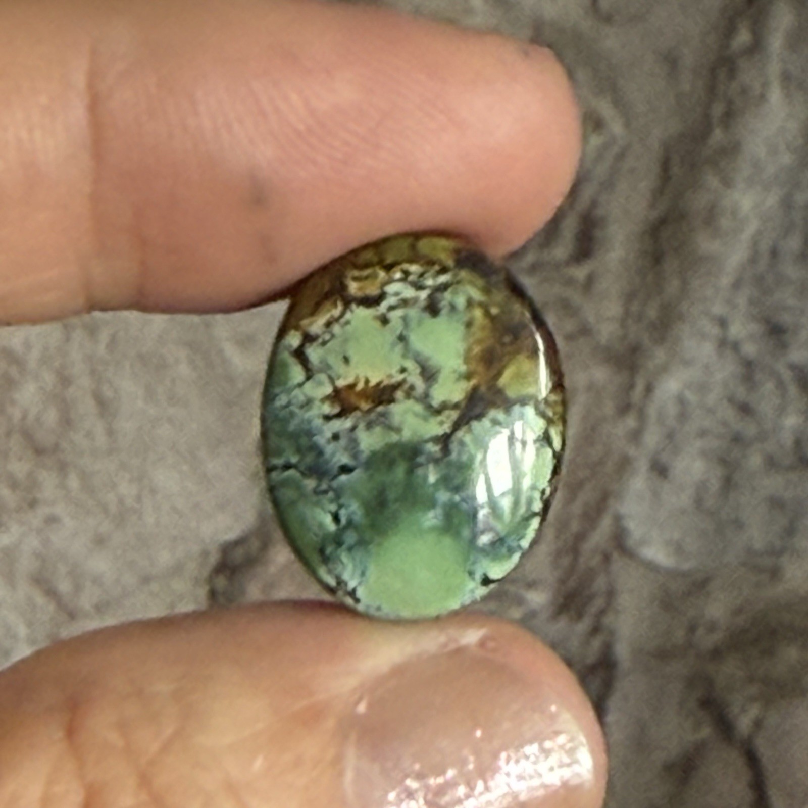 14.10ct 18.7c14.7×6.5mm Green Qingu Mine Turquoise Oval Cabochon Backed Stone