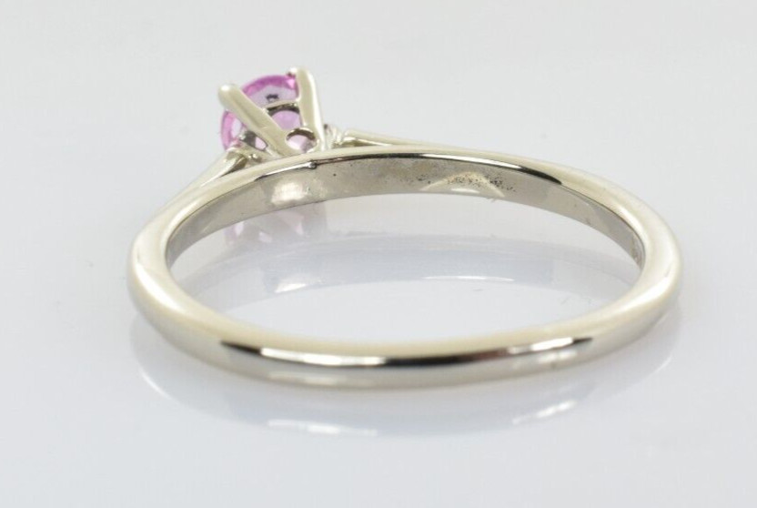 Pink Sapphire Engagement / Promise Ring 14k White Gold .31 Carat Size 5.75