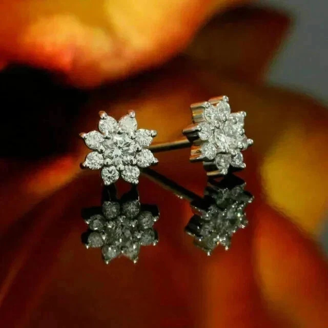2Ct Round Cut Lab-Created Diamond Stud Earrings 14K White Gold Plated