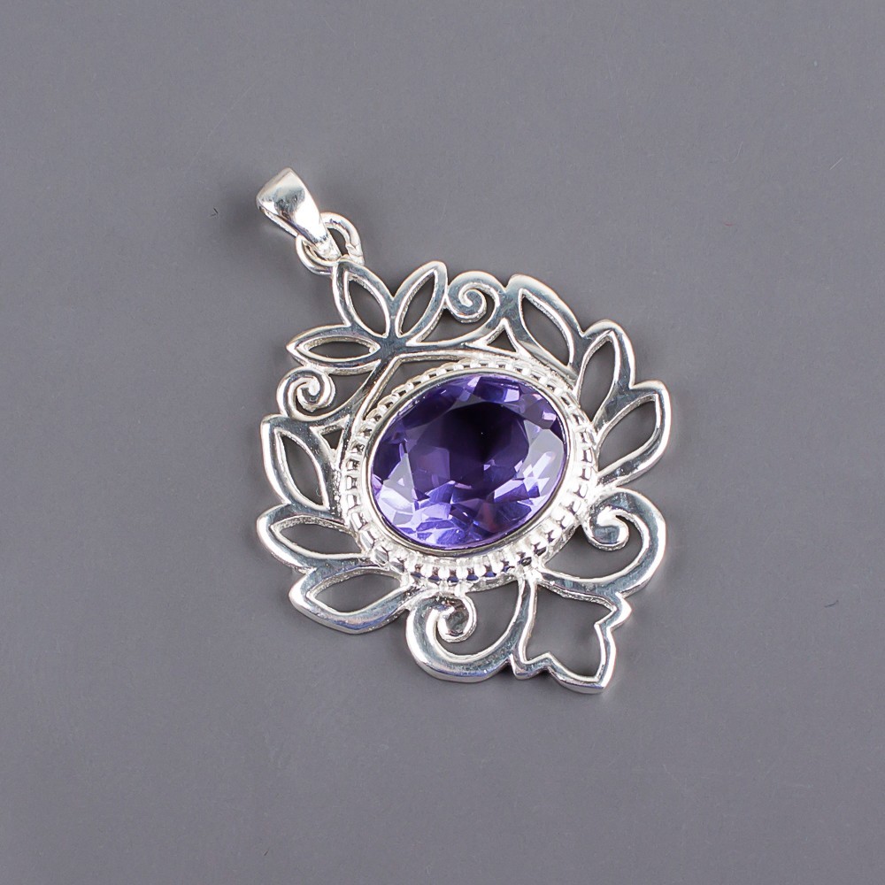 Blue Iolite Gemstone 925 Sterling Silver Pendant Handmade Jewelry Gift For
