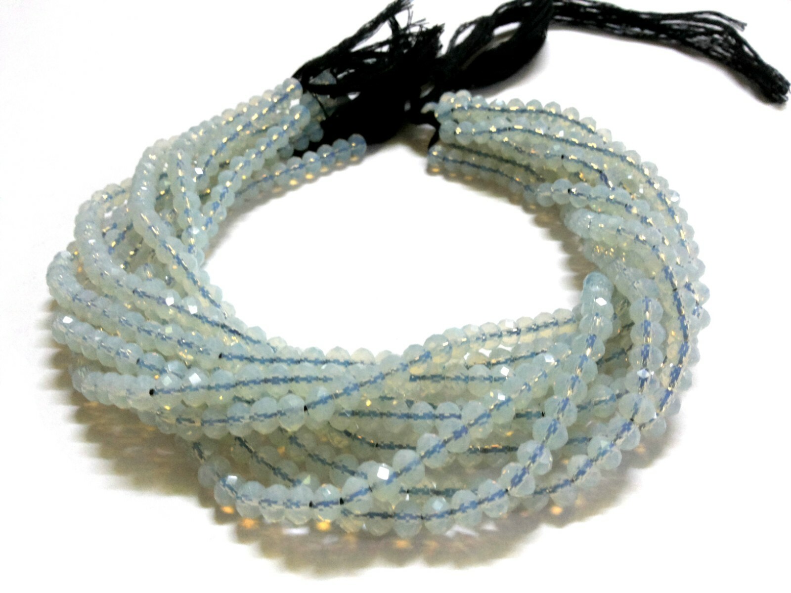 5 Strand Opal Quartz Rondelle Faceted 6mm, Opal Quartz Gemstone Beads 12″inch