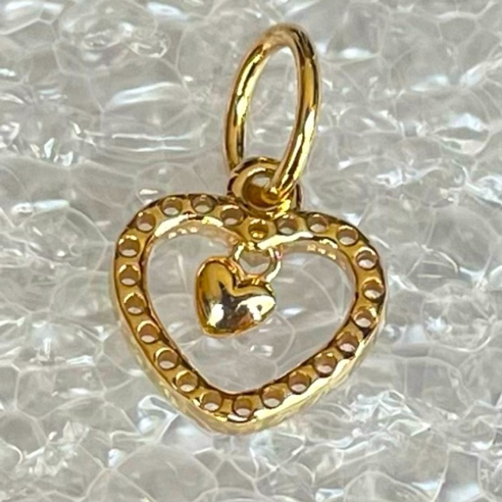 ❗️New ❗️Pandora 14k Solid Gold 585 ALE Double Heart~ Clear CZ Dangle Charm