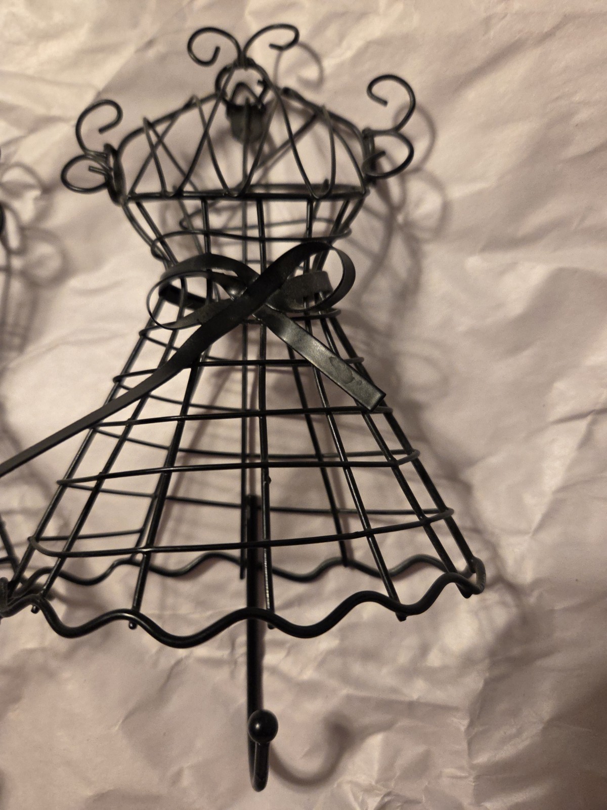 6.5″ Black Metal Wire Dress Form Mannequin Jewelry Holder Wall Hook Set Of 6