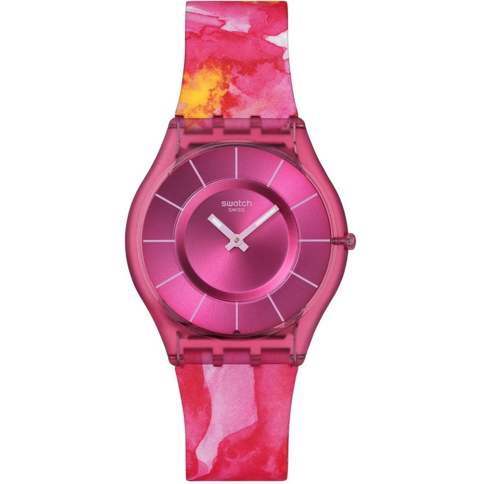 Swatch Unisex Watch Paradise Petals Quartz Pink Dial Silicone Strap SS08P113