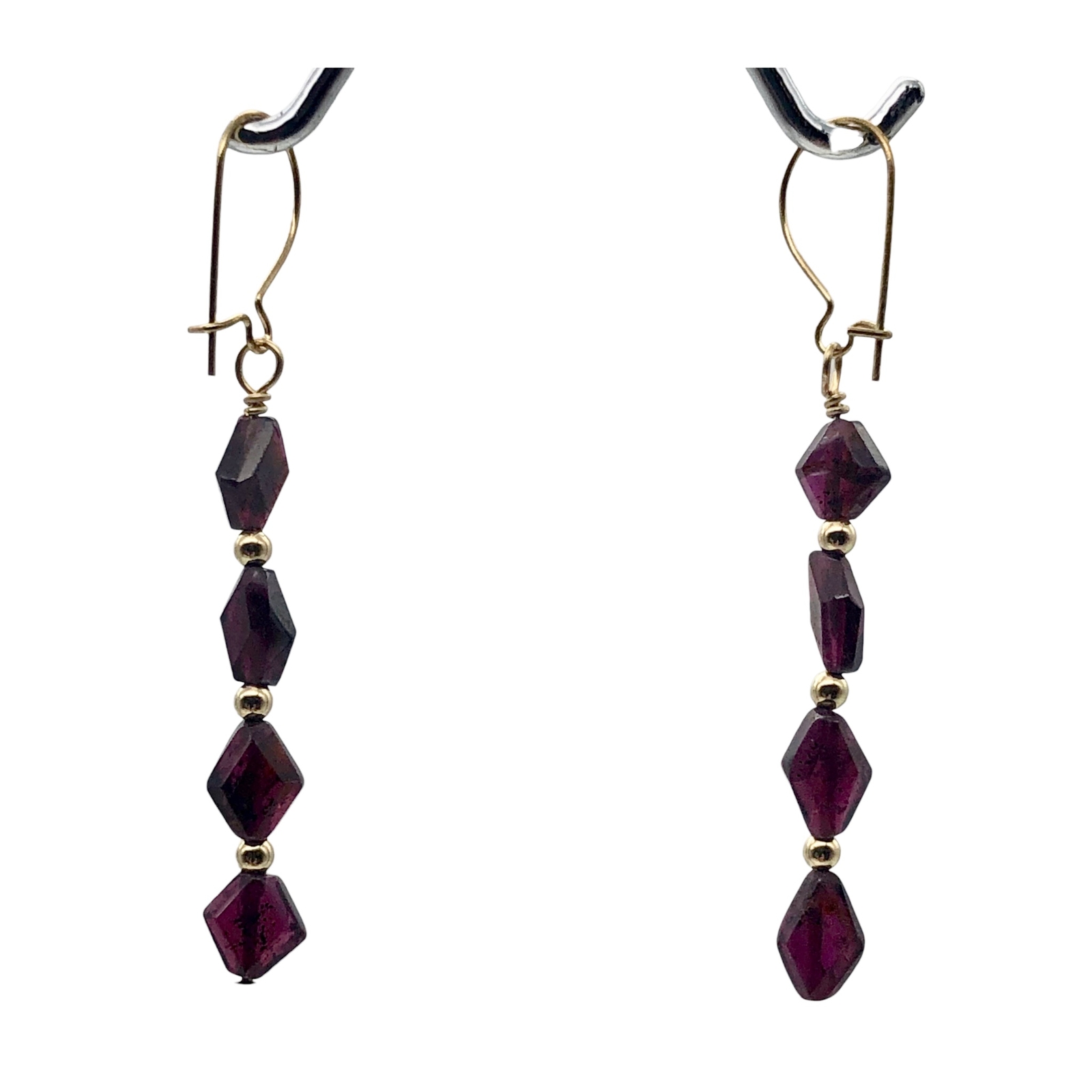 14K Gold Filled Red Pyrope Garnet Earrings | 2 inches long |