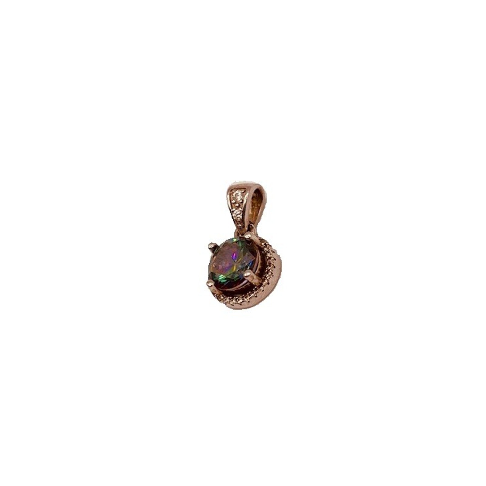 Silver Silver Mystic Topaz Pendant Only No Necklace Tiny Round Multicolor Gem
