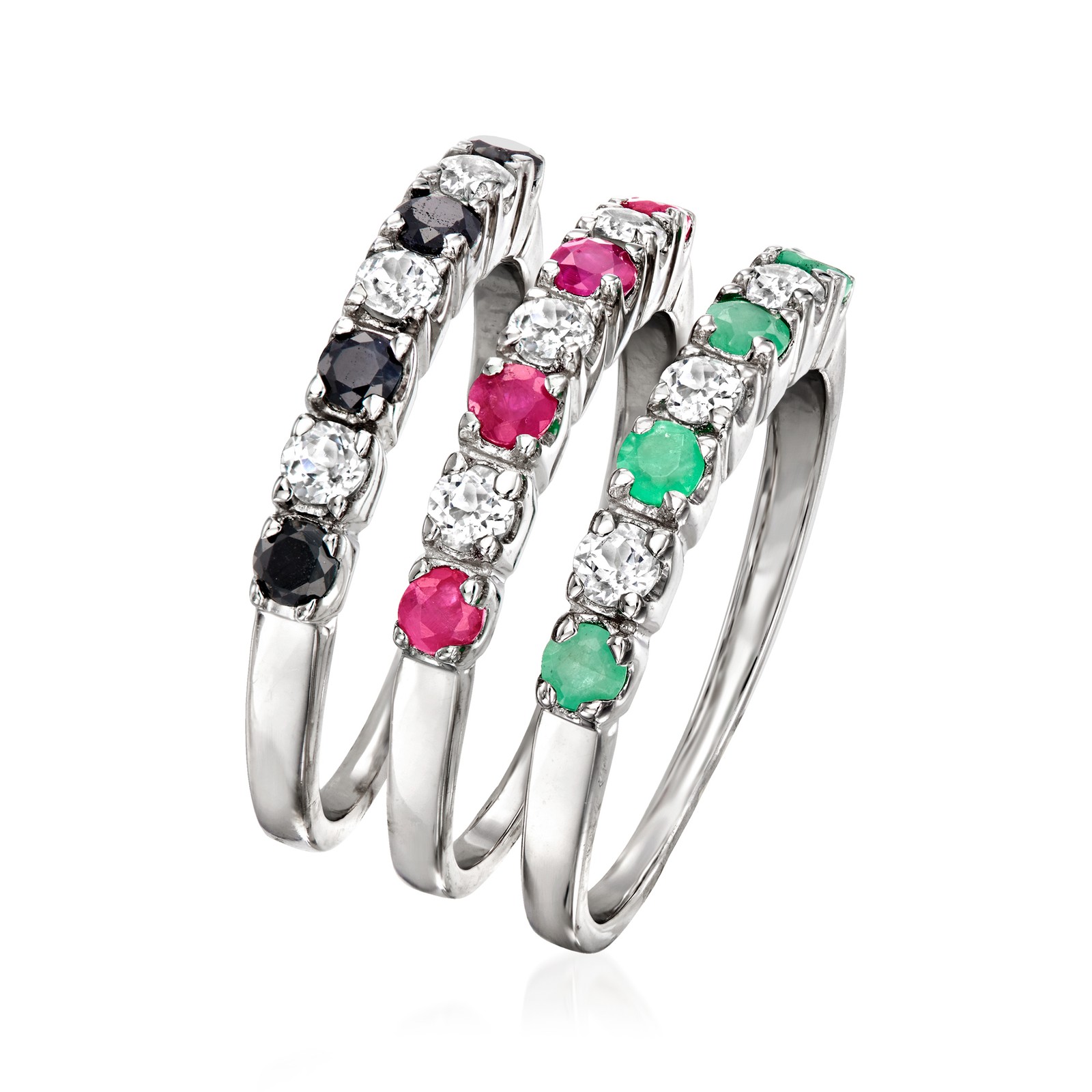 Ross-Simons 1.50 ct. t.w. Multi-Gemstone Jewelry Set: 3 Rings in Sterling Silver