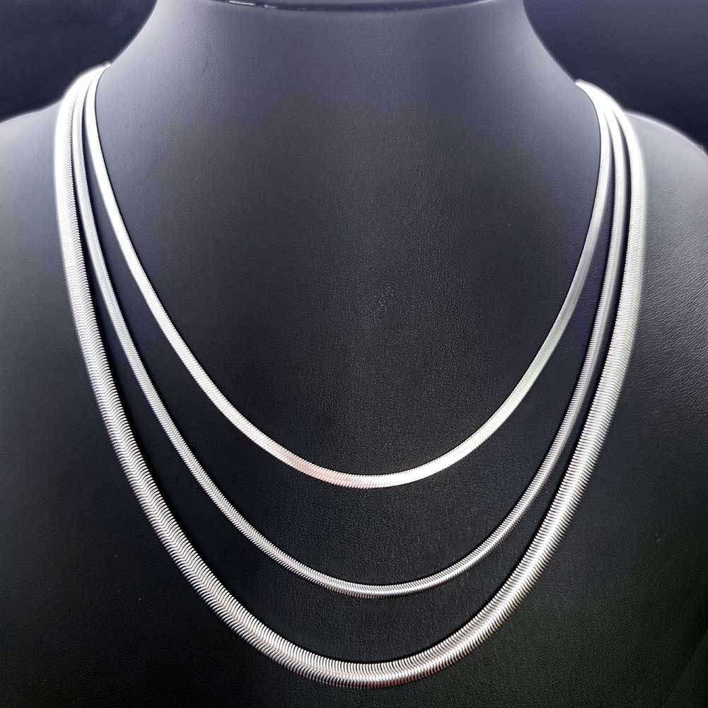 Snake Chain 18- 24″ Necklace Jewelry Stainless Steel Flat Snake Cone Link Chain