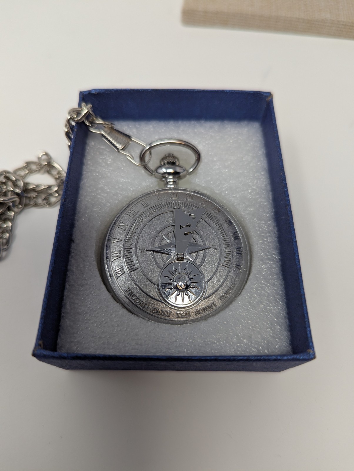 Strada Genoa Pocket Watch Compass Dial Roman Numerals w/ Chain New In Box Quartz