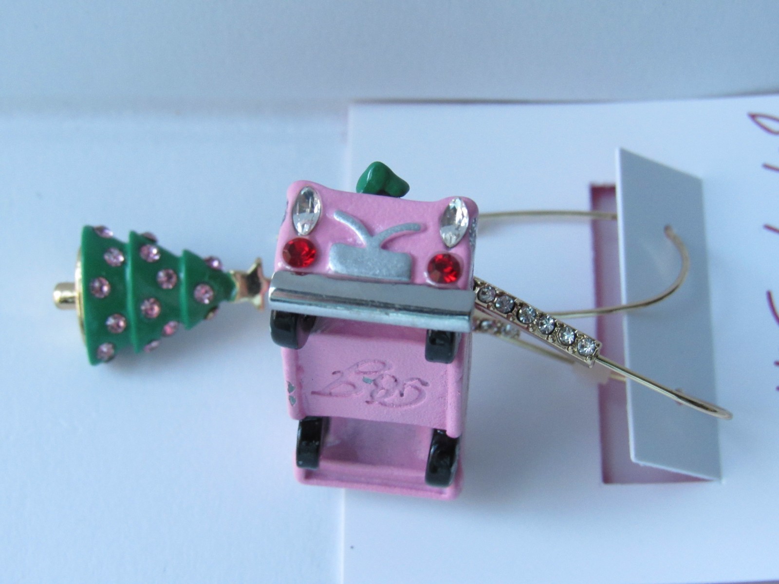 Betsey Johnson Jingle Bell Bling Santa Clause & Tree Mismatch Drop Earrings NEW