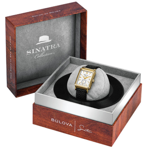 Bulova 97A158 NEW Frank Sinatra Men’s Leather Watch, Quartz, In Collector’s Box