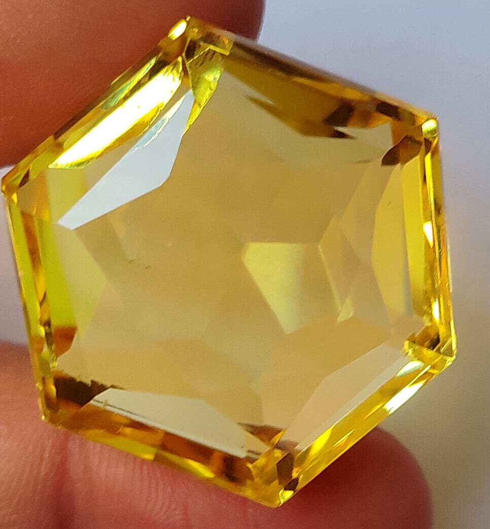 AAA+ 105 Ct. Large Yellow Topaz Hexagon Cut Loose Gemstone for Ring & Pendant
