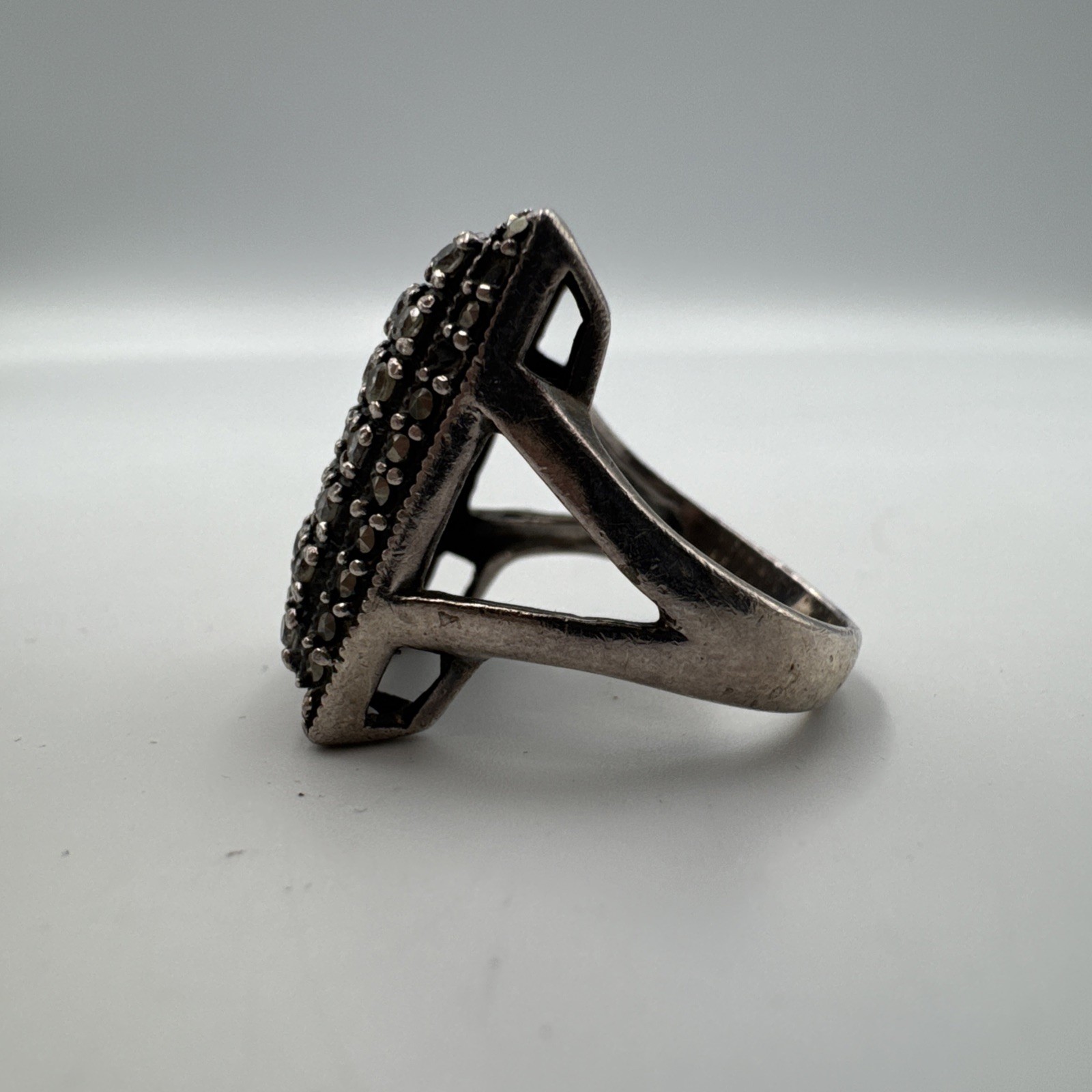 Blinged Out Large Square Art Deco CZ 23.10mm Sz 8 Ring 9.2g