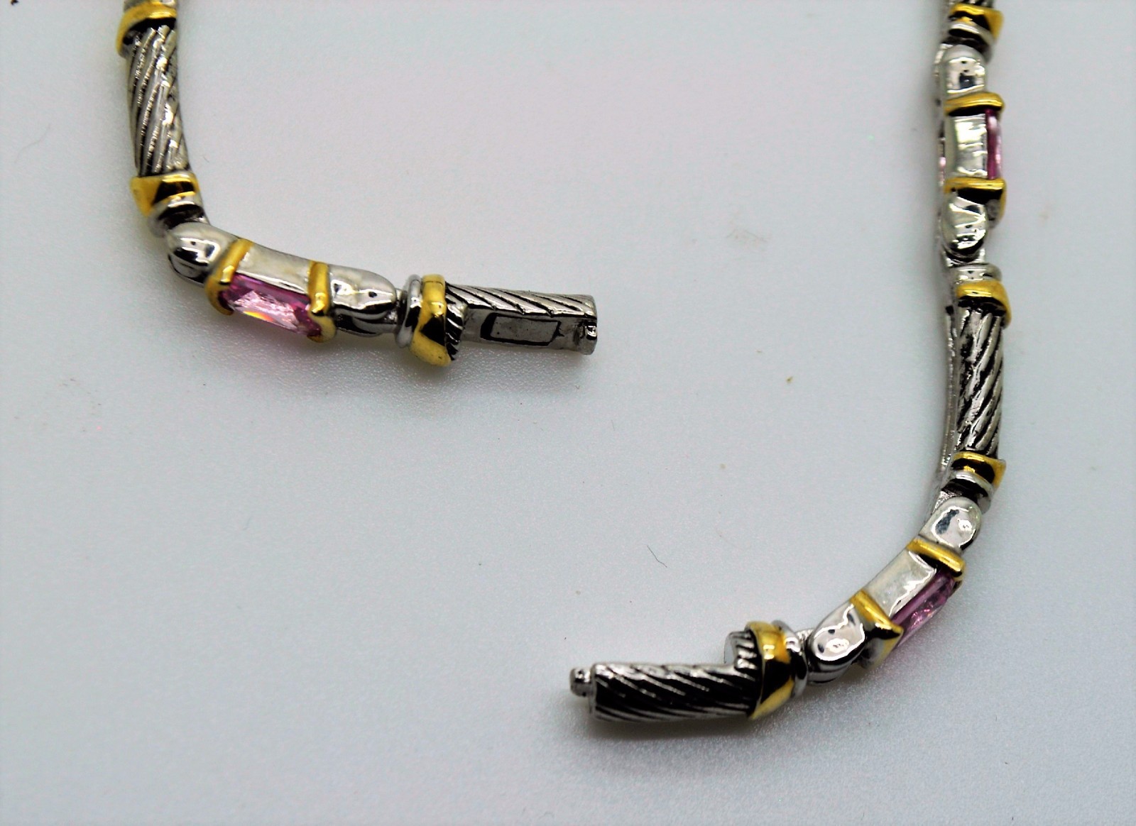 AB082 Exquisite Design Silver Gold cable Pink Cubic zircon fashion Bracelet