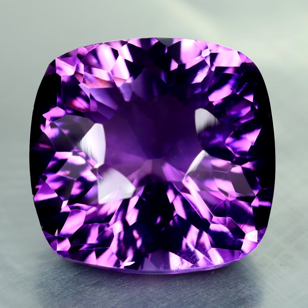10.54 ct Cushion (13.97 x 13.45 mm) Brazil Natural Purple Amethyst Gemstone