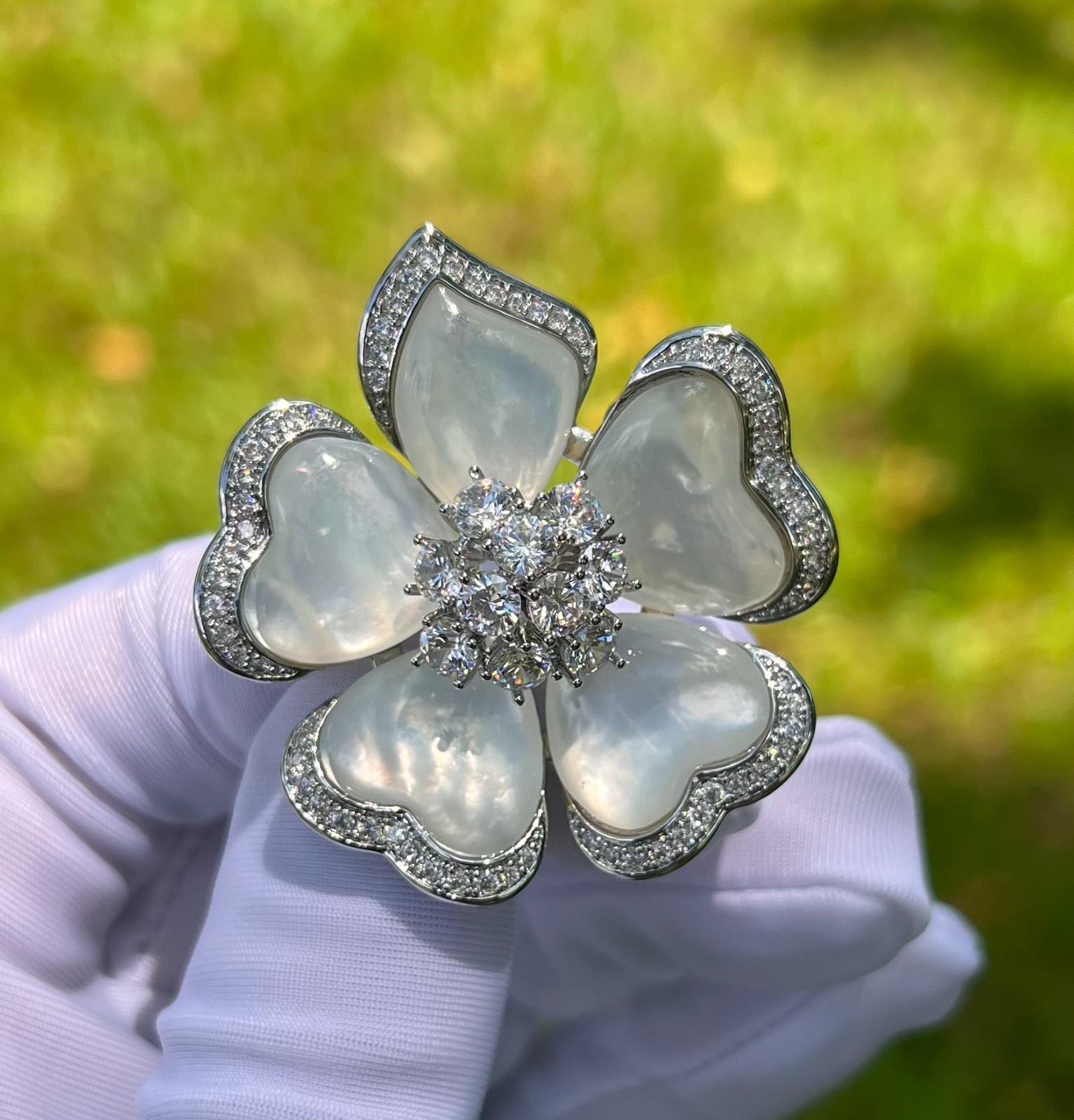 Brilliant Crystals flower brooch pin